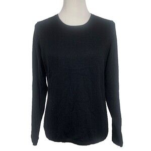 Fionn 2 Ply Cashmere Sweater Womens Size L Black Crewneck Elevated Basic
